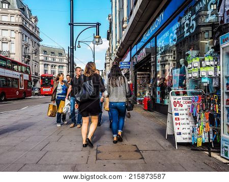 People In Oxford Street In London, Hdr