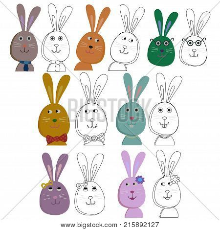 A many cute colorful rabbits conceptual vector