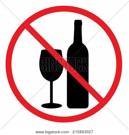 Prohibited bottle and glass cup drink beverage sign