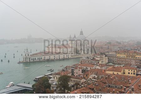 Venice, Italy - October, 2017: Aerial View Of Piazza San Marco And The Campanile In Venice, One Of T