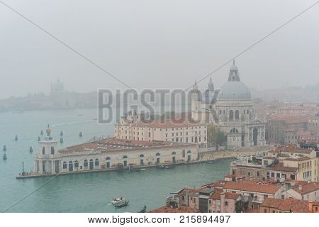 Venice, Italy - October, 2017: Aerial View Of Piazza San Marco And The Campanile In Venice, One Of T