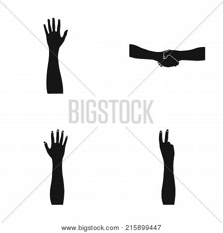Sign Language black icons in set collection for design.Emotional part of communication vector symbol stock  illustration.