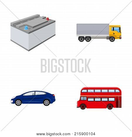 Battery and transport cartoon icons in set collection for design.Car maintenance station vector symbol stock illustration .
