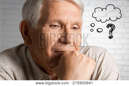 Portrait caucasian man old sad head and shoulders person