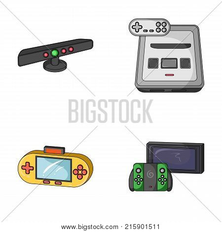 Game and TV set-top box cartoon icons in set collection for design.Game Gadgets vector symbol stock  illustration.