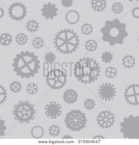 seamless pattern with black and white gears on a gray background