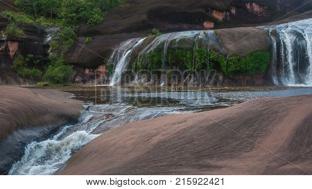 Tham Phra Waterfall . Bueng Kan Province in Thailand