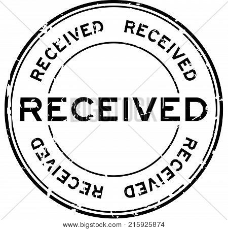 grunge black received round rubber seal stamp on white background