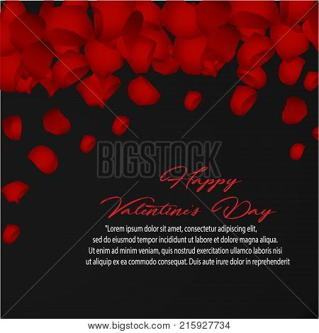 Happy Valentines Day card with flower petals