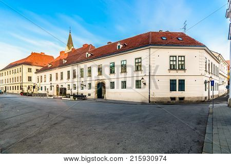 Scenic view at architecture in town Zagreb, capital city of Croatia, Europe.