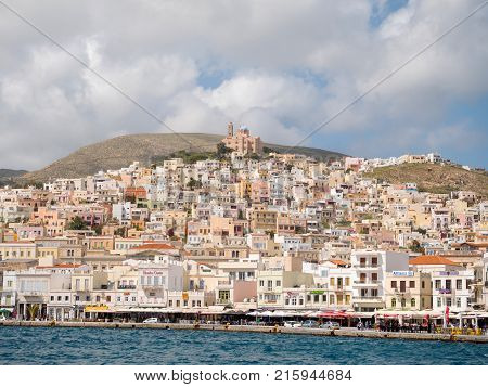 Syros Town In A Sunny Day