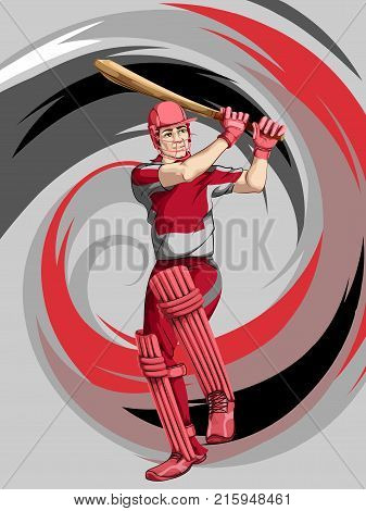 Concept of sportsman playing Cricket match sport. Vector illustration