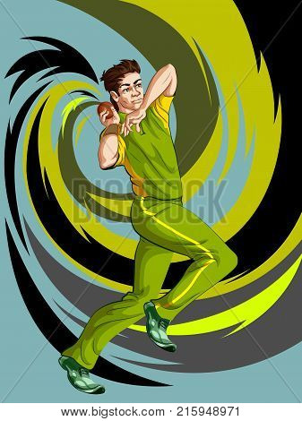 Concept of sportsman playing Cricket match sport. Vector illustration