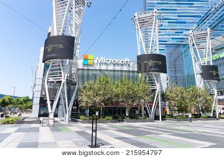 LOS ANGELES USA - AUGUST 26 2017: Microsoft Theater in Downtown LA. It is a music and theatre arena that seats over 7000 people. Editorial.