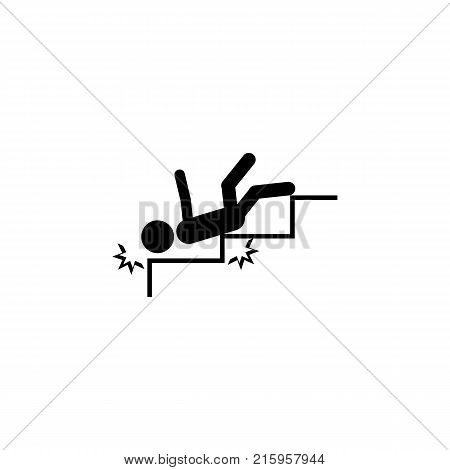 Warning sign - risk of falling of the stairs icon on white background