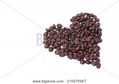 Heart made of coffee beans. Coffee love. Coffee Heart.