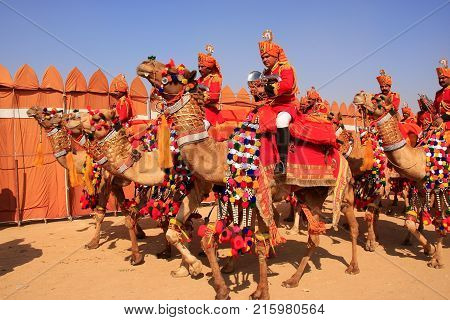 Fatehpur Sikri, India-january 30: Unidentified Man Stands With Donkey Outside Jama Masjid On January