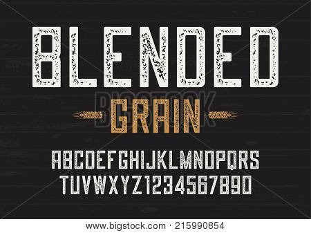 Blended grain vector vintage sans serif font design letterpress alphabet typeface typography