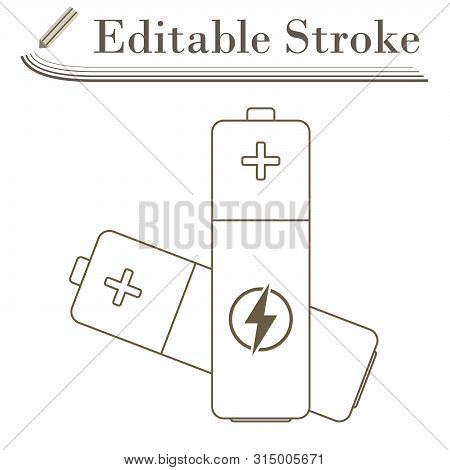 Electric Battery Icon. Editable Stroke Simple Design. Vector Illustration.