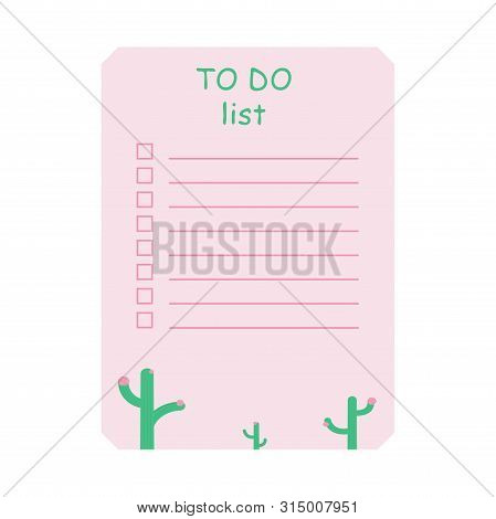 To Do List, Vector Illustration. For Recording Things Not To Forget. Daily Planning Sheet