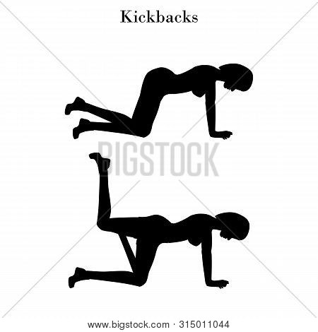 Kickbacks Exercise Illustration Silhouette On The White Background. Vector Illustration