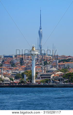 Istanbul, Turkey. July 23, 2019. View Of The New Television Tower, Radar Tower And Uskudar Coast