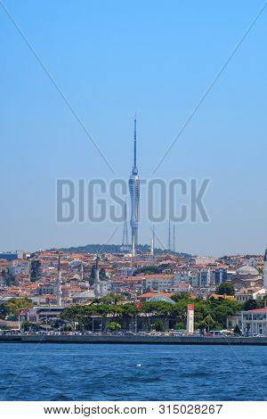 Istanbul, Turkey. July 23, 2019. View Of The New Television Tower, Radar Tower And Uskudar Coast