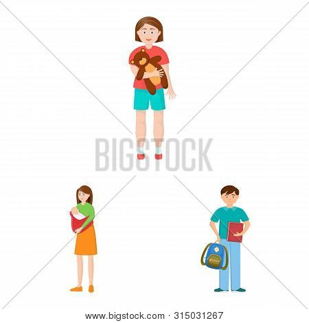 Vector Illustration Of Family And People Symbol. Set Of Family And Avatar Vector Icon For Stock.