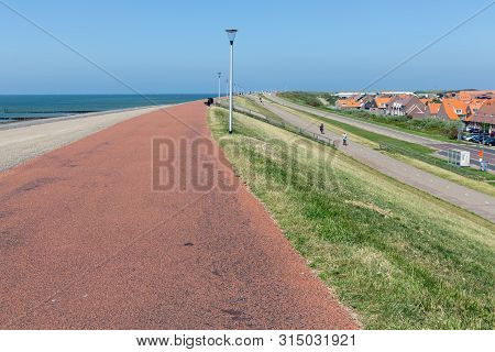 Dutch Village Westkapelle Protected By Solid Dike Against Flood Of The North Sea