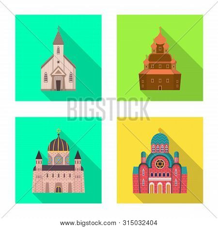 Isolated Object Of Cult And Temple Icon. Set Of Cult And Parish Stock Vector Illustration.