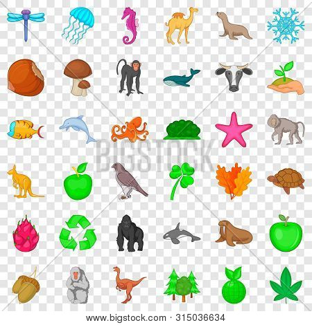 Biosphere Icons Set. Cartoon Style Of 36 Biosphere Icons For Web For Any Design