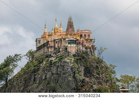 Kyaukpadaung, Mandalay Region, Myanmar. July 26: 2019: Mont Popa Monastery.  Mount Popa Is An Extinc