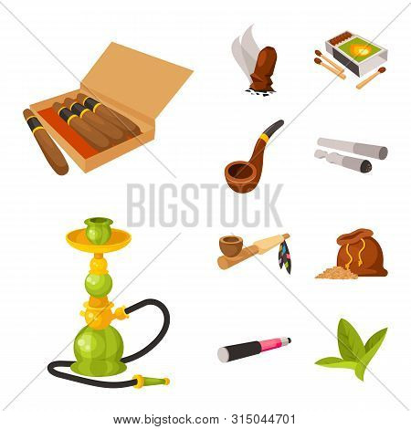 Vector Illustration Of Tobacco And Habit Icon. Set Of Tobacco And Smoker Stock Vector Illustration.