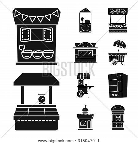 Vector Illustration Of Tent And Urban Sign. Set Of Tent And Stand Vector Icon For Stock.