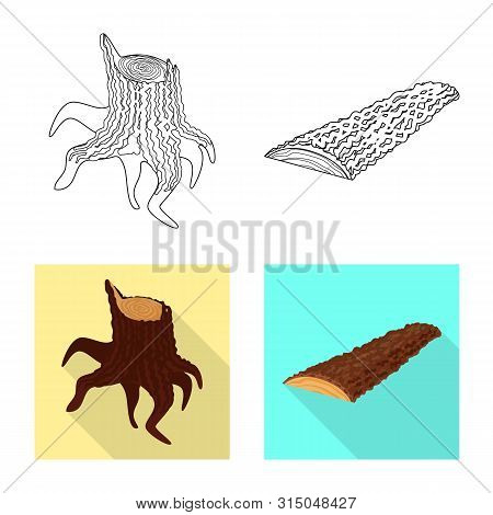Vector Design Of Tree And Raw Icon. Set Of Tree And Construction Vector Icon For Stock.