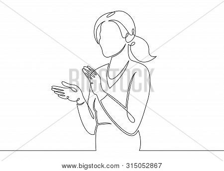One Continuous Single Drawn Line Art Doodle Girl, Person, People, Applause, Female, Woman, Young, Su