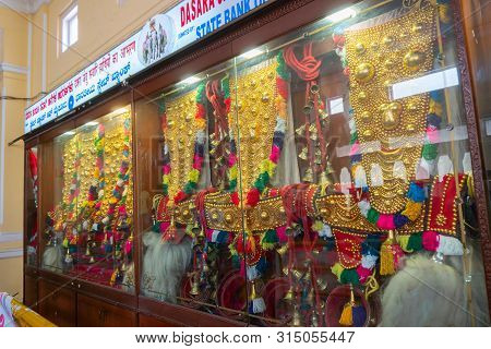 Mysore, Karnataka, India - November 25th 2018 : Gold Plated Elephants Ornaments , Made By Artisans, 