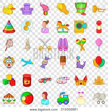 Nurse For Child Icons Set. Cartoon Style Of 36 Nurse For Child Icons For Web For Any Design