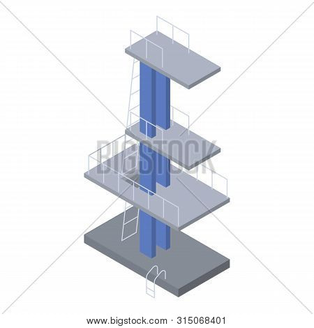 Pool Diving Tower Icon. Isometric Of Pool Diving Tower Icon For Web Design Isolated On White Backgro