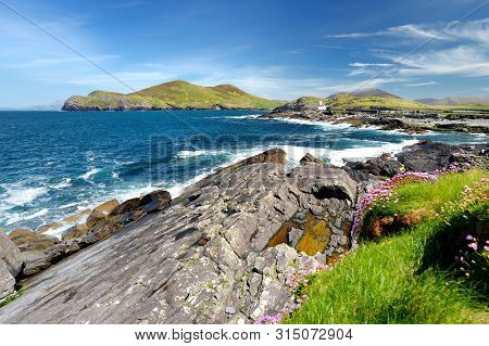 Beautiful View Of Valentia Island Lighthouse At Cromwell Point. Locations Worth Visiting On The Wild
