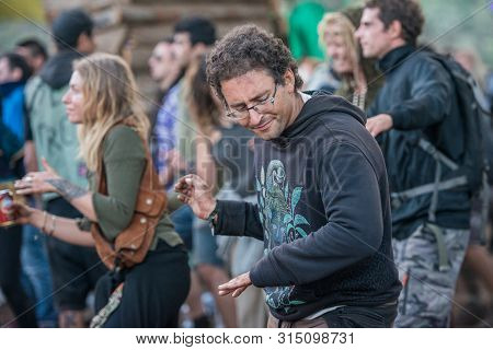Riomalo De Abajo, Extremadura, Spain - July 15, 2018: A Man Dances On The Main Stage Of The Lost The