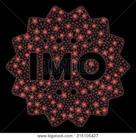 Glossy Mesh Imo Token With Glitter Effect. Abstract Illuminated Model Of Imo Token Icon. Shiny Wire 