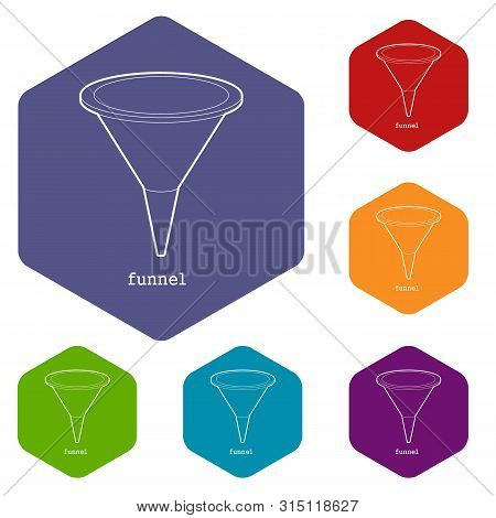 Funnel Icon In Outline Style Isolated On White Background Vector Illustration