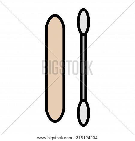 Flat Icon Is A Simple Fashionable Glamorous Cosmic Cotton Swab For Cleaning The Face And Ears And Na