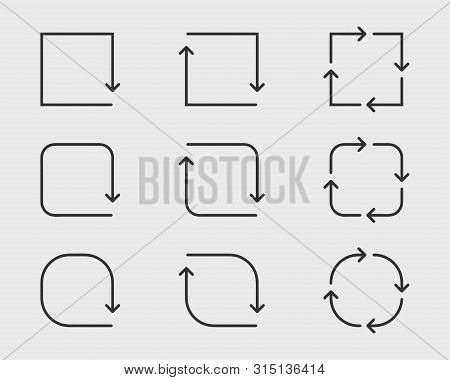 Collection Arrows Vector Background Black And White Symbols. Different Arrow Icon Set Circle, Up, Cu