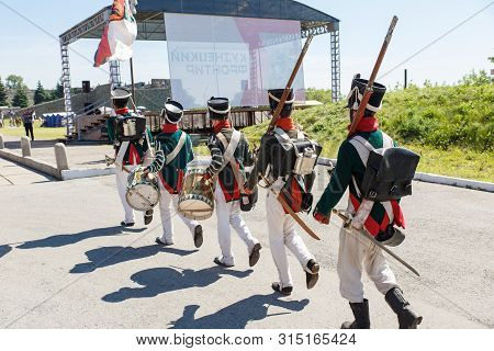 Novokuznetsk. Russia. 07.07.2019, The People In Uniform Sample Of 1812. Swords And Drums Of 1812. Ed