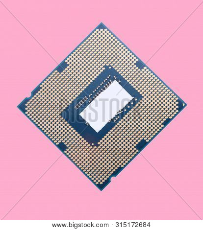 Central Processor Unit Isolated On Pink Background At Dry Sunny Day