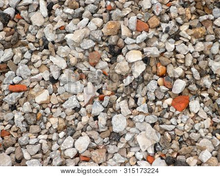 Gravel For Background  At Dry Sunny Summer Day