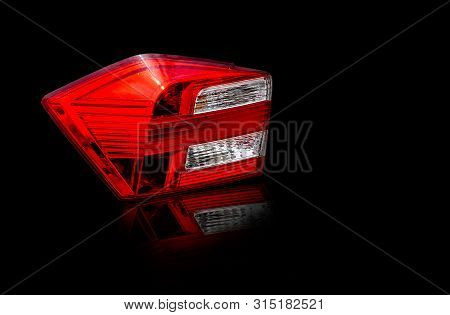 Car Tail Lights Separate From White Background.