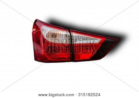 Car Tail Lights Separate From White Background.